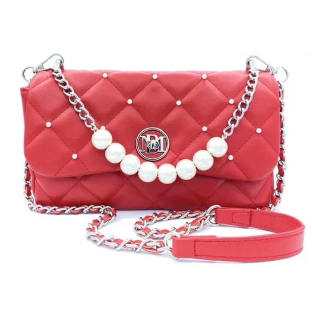 Red Quilted Chain Shoulder Bag